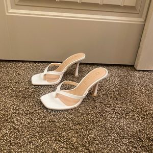White sandal heels